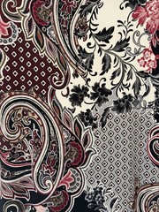 White House Black Market Paisley Print Keyhole Neck 3/4 Sleeve Dress Size M