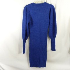 One One Six Women’s Blue Knit Sweater Dress Balloon Sleeve Cuffs Size M