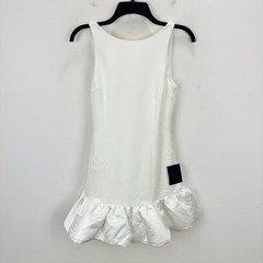 Lulus Superb Aura White Ruffled Drop Waist Mini Dress Bubble Hem Party XS NWT