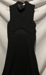 LetuKae A-Line Pleated Cut-Out Sleeveless High Neck Long Chiffon Black Dress M