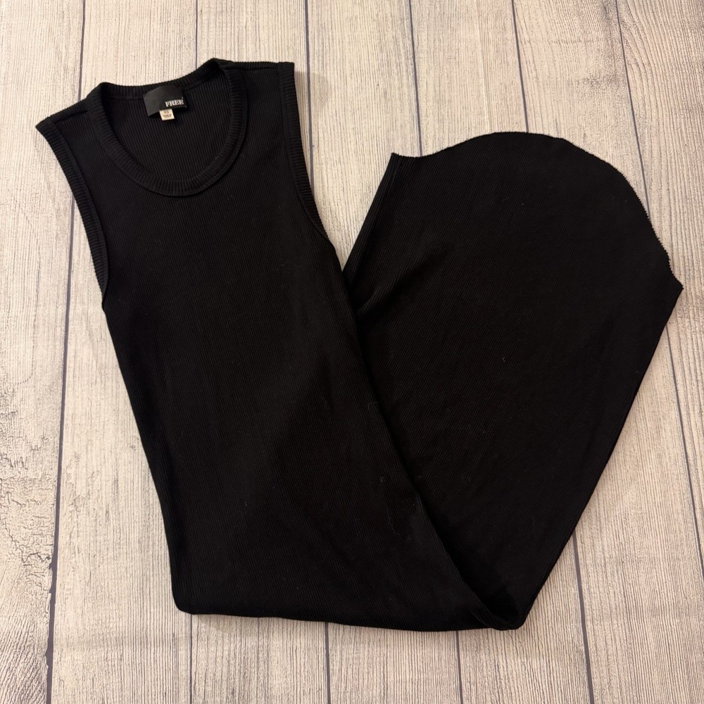ARITZIA WILFRED FREE Women&rsquo;s Ribbed Black Sleeveless Tank Dress Bodycon Size XS