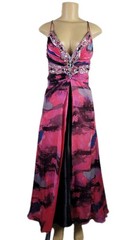 Atelier Alyce Satin Rouge Collection Pink 100% Silk Embellished Dress Sz 0 Prom