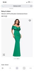 Betsy & Adam Women&rsquo;s Off-The-Shoulder Colorblocked Gown NWT