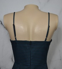 ORIGINALITY Teal Black Check Dress Large Adjustable Straps Unlined Made in USA