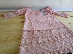Solitaire Swim Pink cover Up Cotton Dress Off-Shoulder Sz. Medium
