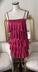 GUESS Collection Y2K Hot Pink Tiered Ruffle Cami Mini Dress Size S USA Coquette