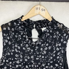 Women&rsquo;s Black White Floral Rustic Tiered Midi Dress XL Gothic Dark Siren Lily