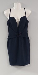 Navy Blue Strap Sleeve Dress **Y390798