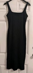 Midi Dark Feminine Y2K Square Neck Rib Knit Straps Side Slit Size S