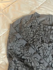 Madewell Lace Dress Womens 4 Blue Gray Long Sleeve Floral Overlay Cocktail Party