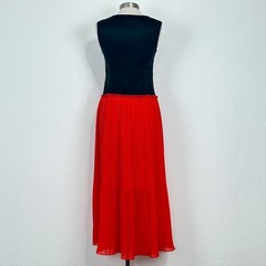Boho Chic Statement Silk Maxi Dress Sz 6 Pleated Embroidered Owl Artsy Red Black