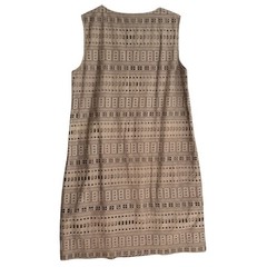 White Label Eyelet Sheath Dress Womens Size 8 Brown Sleeveless Lined 100% Cotton