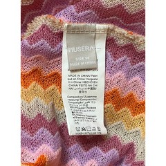 Musera Pink Orange Chevron Zigzag Halter Maxi Dress Medium