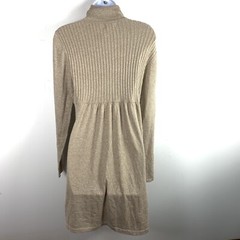 Apt 9 Turtleneck Dress Sz L Metallic Gold Knit Minimalist Fall Winter Casual