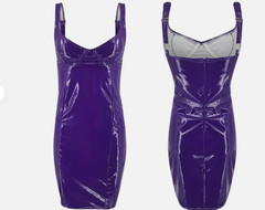 Synthetic Leather Sexy Bodycon Mini Dress Wet Look Clubwear Gothic PVC Small
