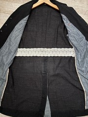 45rpm Indigo Dyed Denim Coat with Lace Flower Embroidery A-Line Used Japan