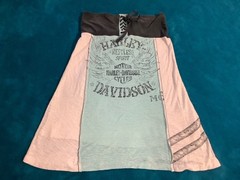 Harley Davidson Restless Spirit Strapless Graphic Lace Up Front Mini Dress M