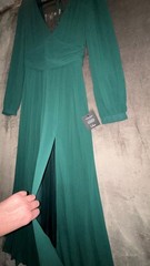 Lulus Talk About Divine Backless Maxi Dress Womens Hunter Green Plunging V-Neck