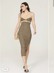 Nicholas Elora Crochet Knit Midi Dress Striped Sleeveless Small