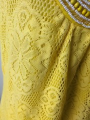 Cato Women&rsquo;s Large Yellow Sleeveless Lace Sun Dress With Beaded Neckline