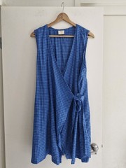 Opia Byron Bay Blue Check Wrap Dress Size Xl sold out style