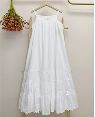 Women 100% Cotton Cami Full Slips Dress Extender Layered Ruffle Dress Petticoat