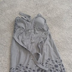 Athleta Gray Floral V-Neck Halter Tie Sleeveless Knee Length Sundress Size S