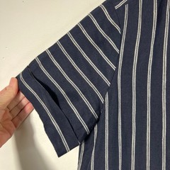 J Jill Love LInen Striped Lagenlook Linen Shirt Dress Pockets S Navy White