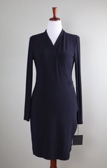 NORMA KAMALI NWT $195 Long Sleeve Modern Side Drape Dress in Midnight Size Large