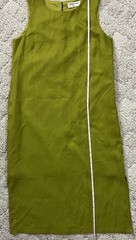 Linen Home Women&rsquo;s Large Green Sleeveless Dress Lined Button Details 100% Linen