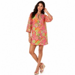 RARE Lilly Pulitzer Women Jubilee Beaded Silk Tunic Mini Dress Floral 10 Resort
