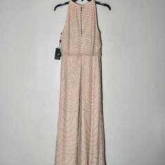 NWT Adrianna Papell Beaded Halter Gown Blush Formal Dress Size 8