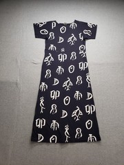 M Mac Women Maxi Dress S Black Abstract Print 100% Cotton Short Sleeve Bohemian
