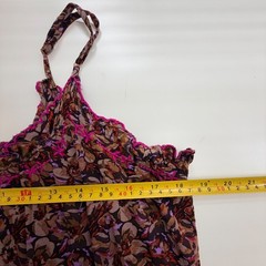 Natural Life Womens XS/S Floral Tiered Midi Dress Pink Embroidered Pockets Brown