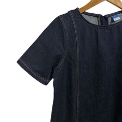 Old Navy Womens Dark Wash Denim Short Sleeve Mini Shift Dress Blue Preppy XS