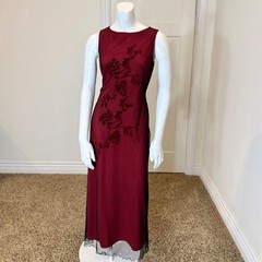Vintage 90&rsquo;s y2k MESH OVERLAY GRUNGE DRESS M Vampire Wedding Velvet Guest Goth