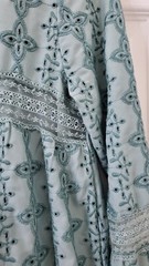 Tularosa Berkley Women&rsquo;s Ruffle Hem Eyelet Boho Dress in Deep Mist Size Small
