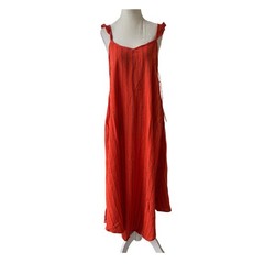 Saltwater Luxe Ocean Stripe Maxi Dress Rusty Orange Black Rayon Knit S