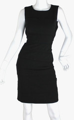 {CALVIN KLEIN} Dress Sheath Sz 8 Black Layered Sleeveless Stretch Zip Summer