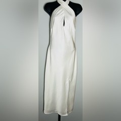 Lulus Beyond Classy White Satin Halter Midi Dress by Lulus Size Medium New NWT
