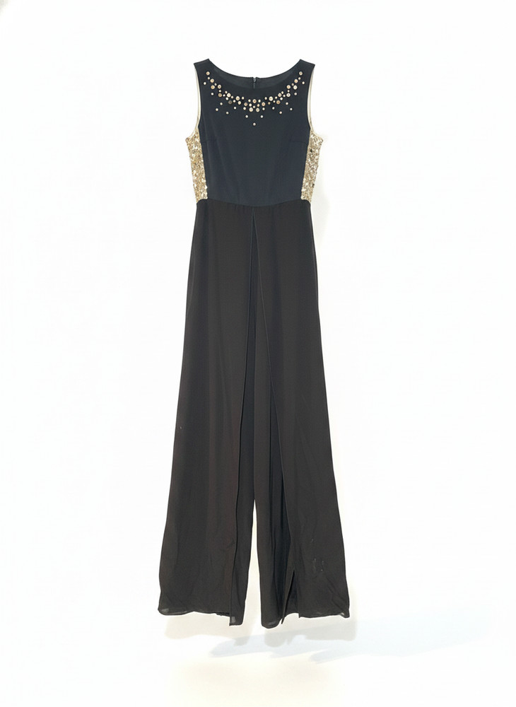 Pianurastudio Women&rsquo;s Black Sleeveless Wide Leg Full Length Jumpsuit Size 46 NWT