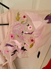 ASOS Embroidered Bird & Floral High Low Tie Dress sheer pink Bohemian Beach 4