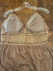 Cider Maxi Boho Sundress, LG. Brown wi/lace, Cotton, adj. straps, zipper NWT