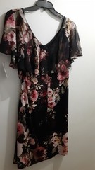 Connected Apparel size 16 Black/ Multicolor Floral Flutter Sleeve Dress New
