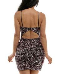 Emerald Sundae Juniors&rsquo; Sequined Cutout-Back Dress, Black/rose, SIZE-M
