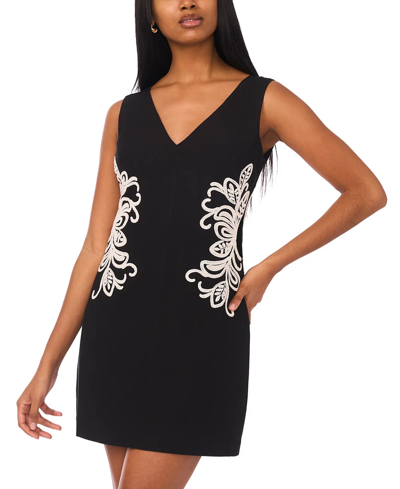 Parker Women’s Embroidered Mini Dress Size 14 Rich Black