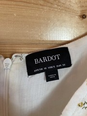 Bardot Small Ditsy Floral Midi Dress Short Puff Sleeves Slit Keyhole With Tie