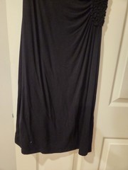 NWT Adrienne Vittadini Black Solid Sleeveless Cowl Neck Ruched Stretch Midi S