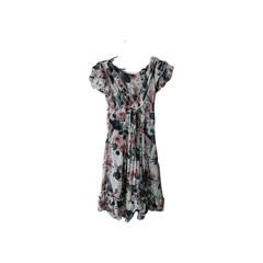Dorothy Perkins Size 6 Short Sleep Blue Beige Sheer Linen Dress