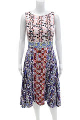PETER PILOTTO Womens Back Zip Scoop Neck Silk Motif Dress Multicolored Size 6